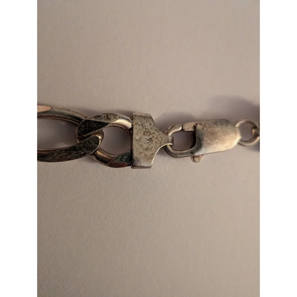 925 Sterling Silver 72 grams Vintage Figaro Link Chain Necklace Italy Stamped